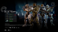 Blue Team's character selection menu in Halo 5: Guardians.