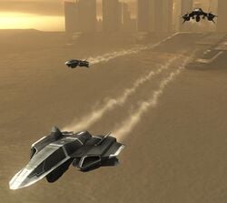A screenshot of an F-99 Wombat UCAV in the skies on the level Uplift Reserve.