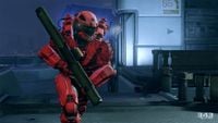 A player with the Rocket Launcher in the Halo 5: Guardians Multiplayer Beta.