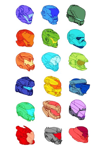 File:H5G Concept HelmetsEarlyVarious.jpg