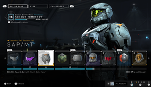 Battle Pass menu for Halo Infinite. Cropped image from Inside Infinite - June 2021 issue.