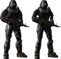 The Mark V[B] suit on male and female Spartans.