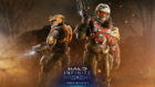 Promotional image showcasing rewards from the Noble Intention event in Halo Infinite, with a logo for the game's season.