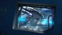 Pelicans in a hangar on the UNSC Infinity in the Halo 5: Guardians E3 Hololens Experience.