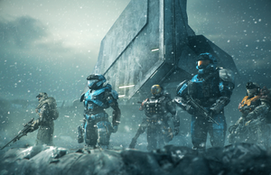 Artwork of NOBLE Team during the Battle of Sword Base.