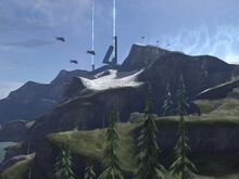 A barrier tower in Halo 3 level The Covenant.