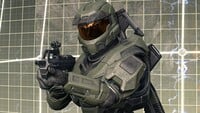 Frontal view of a Spartan-IV wearing Mark V in Halo Infinite.