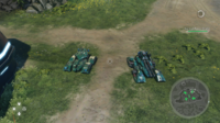 An M808S Scorpion with an M850 Grizzly in Halo Wars 2.