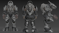 Render depicting the waist armor as stored on the "Cleric" Harness from Halo Online