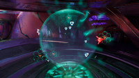 A hologram showing Spirits over what may be the planet of Promise.
