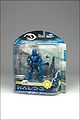 The blue Spartan Scout figure in package.