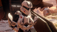 Commander Palmer clad in her SCOUT-class Mjolnir on Sanghelios in Halo 5: Guardians.