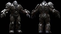 Front and back view of Atriox.