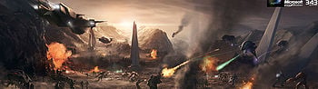 A matte painting from the terminals depicting the Battle of Installation 04.