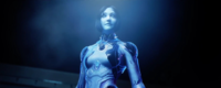 Cortana appearing before the bridge crew of Infinity.
