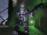 A Jiralhanae Chieftain with an activated Invincibility in Halo 3.
