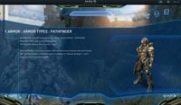 The Halo 4 Interactive Guide description for the Pathfinder armor.