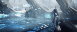 The Didact and the Librarian in Requiem's command center.