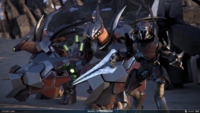 The Honor Guard with a Domotos-pattern energy sword in the main menu.