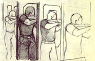 A drawing by Dr. Halsey of Jorge and other Spartans in a shooting range.