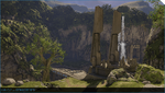 A screenshot of the temple/bridge area on Delta Halo.
