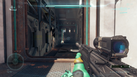 First-person view of the M395B on Riptide in Halo 5: Guardians.