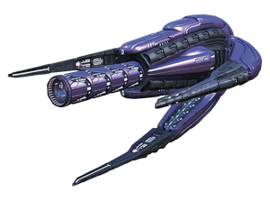 A render of the Halo 2: Anniversary model of the R'sisho-pattern Tick boarding ship.