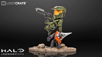 A figure of John-117 hopping over an Unggoy Minor in the third Halo Legendary Crate.