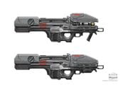 A pair of concepts for the Halo: Reach Spartan Laser, in a grey colouring.