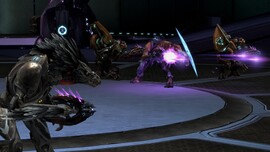 A Skirmisher Minor, an Unggoy Major, a Kig-Yar Minor, and an Unggoy Minor wielding needlers. From Halo: Reach Firefight on Corvette.