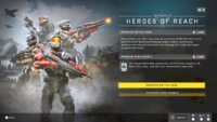 A focus on the Season 01: Heroes of Reach purchase screen.