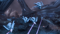 Aggressor Sentinels firing their Sentinel beams in Halo 4 Spartan Ops.