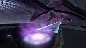 One of High Charity's gravity bridge in Halo 2: Anniversary campaign level Gravemind.