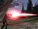 Master Chief firing a Laser at a Shade, in Halo 3 campaign.