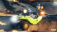 Three Spartan-IVs in a Rally Warthog on Skirmish at Darkstar