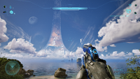 The Plasma Pistol in first-person view.