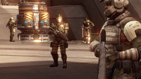 A fireteam of UNSC Marines protecting Magma Base.