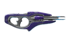 A render of the Halo Infinite Erudo'ma'keth-pattern pulse carbine model used in the Halo Encyclopedia (2022 edition) and Halo: Flashpoint.