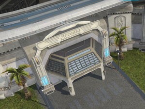 An entrance to the Arcadia Pedestrian Causeway from Halo Wars level Arcadia City.