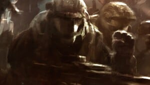 Halo: Reach concept artwork for the SPARTAN-IIIs. Used on p.70 of the Halo Encyclopedia (2022 edition) to depict the SPARTAN-IIIs and in Halo: 'Ghosts & Glass' by B. Giraud to depict the SPARTAN-II team Beta-Red.
