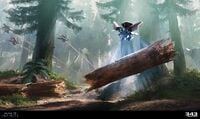 Concept art of Aggressor Sentinels clearing fallen trees.