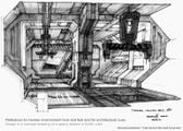 Concept art of an ODP's fighter launch bay Halo 2.