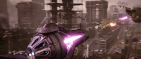 A heavy plasma repeater firing upon a flight of D77-TC Pelicans in Halo 2: Anniversary's cutscenes.