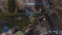 Alternate first-person view of an MA40 being reloaded in the Halo Infinite Campaign Gameplay Premiere, displaying more of the magazine.