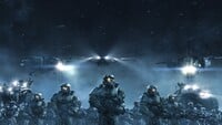 A Shortsword (center) as seen in the Halo Wars announcement trailer.