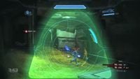 View through the beam rifle's scope in Halo 4.