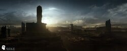 Matte painting for the exterior surface of Trove.