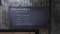 The Halloween menu in the Fish Taco shack.