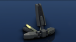 A drop wall module deployed on the ground; the panels almost fully extended.