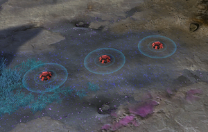 A trio of Lotus anti-tank mines on The Last Bastion.